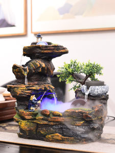 Feng Shui Waterfall Ornament Office Desk Living Room Decorative Item Circular Water Fountain Wealth Attracting Moving Gift