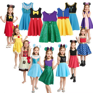 ชุดเด็กทารก Mermaid Anna Moana Cinderella ชุดลําลองเสื้อผ้าชุดเจ้าหญิงเด็กน่ารักเครื่องแต่งกายฤดูร้อนชุด 2-10Y