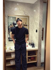 Quần Dài Kẻ Caro Phong Cách Mỹ Cho Nam Mùa Thu Quần Dài Thể Thao Thường Ngày Cạp Vừa Quần Ống Đứng Cạp Cao