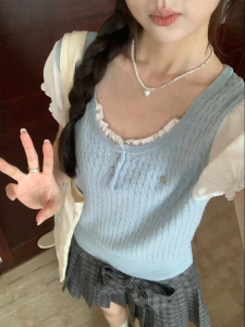 imimtuan | Áo Knit Phong Cách Two-Piece Ngọt Ngào