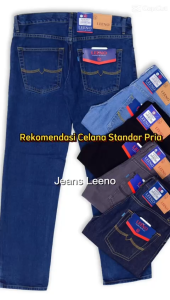 LEENO Celana Jeans Panjang Standart Pria Reguler Bahan Tidak Melar Basic Hitam Denim Distro jeans.id Cowok Nyaman Biru Slim Fit Size 28-38