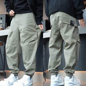 กางเกงทำงานชายสไตล์อเมริกันหลวมๆ ทรงหลวมๆ กระเป๋าใหญ่ กางเกงขายาวลำลอง ผ้าฝ้ายผสมโพลีเอสเตอร์ ทรงหลวมๆ
