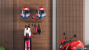 Motorcycle Helmet Rack Wall Mount Helmet Display Rack with 4 Glove Clips Helmet Holder Plate Rack Display Organizer Helmet Hanger for Sports Motorcycle Accesories Storage