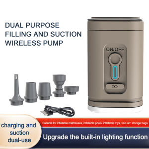 [Vodool Home Mall] Camping Light Portable Air Compressor 1200mAh Handheld Air Compressor 100LM Outdoor Inflatable Pump 4000Pa USB Rechargeable 3 Lighting Modes for Inflatable Cushions Air Beds Swimming Ring