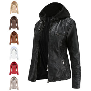 FECHENG Winter Faux Leather Jacket Women Casual Basic Coats Plus Size 7XL Ladies Basic Jackets Waterproof Windproof Coats Female