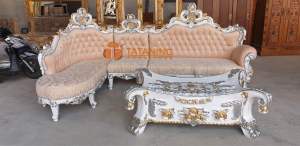 (WAJIB BACA DESKRIPSI) SOFA SUDUT MAHKOTA KAYU JATI FINISHING UKIR MEWAH MEJA KURSI TAMU SANTAI DEKORASI RUANG INTERIOR MURAH TATANING FURNITURES JEPARA
