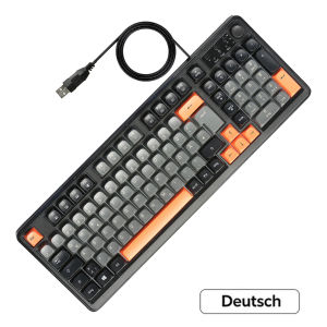 Congdi | 98 Keys Wired Gaming Keyboard With Volume Knob RGB Backlit Soft‑Touch Keycaps Full Numpad Ergonomic Office Game Keyboard Wired