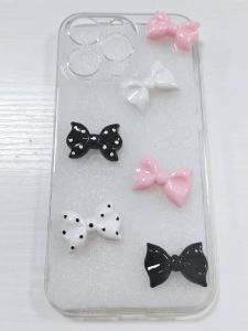 10Pcs Assorted Glossy Bows Pink White Black for Valentine New Year Crafts Decor
