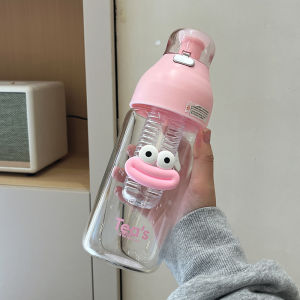 Large Capacity Glass Water Cup 2024 New Portable Drinking Straw Cup High Aesthetic Value Heat Resistant for Women with Tea Separator