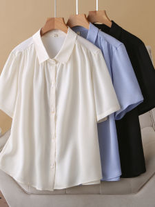 เสื้อเชิ้ตแขนสั้นทรงหลวมสไตล์เกาหลีสำหรับผู้หญิงไซส์ใหญ่ ปกคอปิดกระดุม สีสันสดใส ทรงเข้ารูป เสื้อเชิ้ตคอโปโล