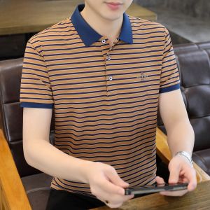 HENGYUANXIANG | Áo thun polo tay ngắn thường ngày cho nam mùa hè cổ polo tay lửng vải cotton polyester thoáng khí thoải mái phong cách công sở