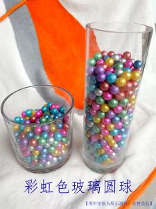 1.6cm Rainbow Beads Opaque Glass Marble Ball Vase Decoration Props Chess Pieces Matching Game Micro Glass Bead