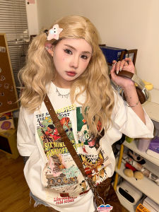 Áo Thun Cotton Dáng Rộng Cổ Tròn Tay Ngắn Phong Cách Mỹ Mùa Hè Thường Ngày in Họa Tiết Hoạt Hình Cho Cặp Đôi Sixxminu