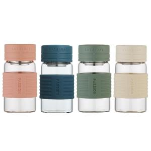 FSJP | Portable Glass Tea Infuser Cup with Anti-scald Feature