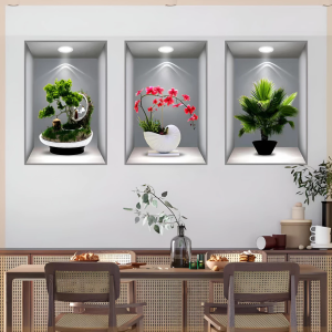 3D self-adhesive three-dimensional wall flower decorative painting suitable for living room room bathroom 30 by 40cm