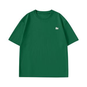 Baleno Mens Top Men 220g Pure Cotton Short T 9826201M1321 Cloud-Soft Cotton Comfort T-shirt. Blue cotton t-shirt with small logo worn with headphones and plaid shirt tied around waist.