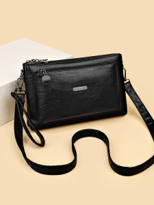 Trendy Soft Leather Crossbody Bag Womens Single Shoulder Multi-layer Small Bag for Middle-aged Mothers Fashionable Korean Style