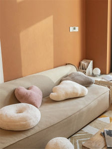 Modern Minimalist Rabbit Fur Heart Shaped Sofa Cushion Cute Donut round Cloud Patterned Pillow for Homestay Model Room