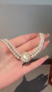French Luxury Simulated Pearl Necklaces for Women Double Layered Chokers Collar Necklace Femlae Party Wedding Dress Jewelry K-
