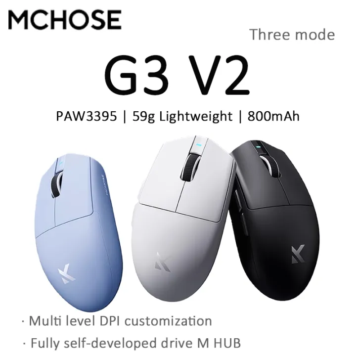 MCHOSE | MCHOSE G3 V2 Wireless E-sports Mouse lightweight Three mode Bluetooth PAW3395 high performance Game&Office 59g
