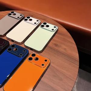 Luxury Large Window Plating Glass Phone Case For iPhone 17 16 15 14 13 12 Pro Max Plus Shockproof Lens Protection Back Cover