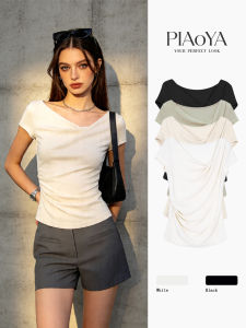PIAOYA | Slanted Shoulder Summer Elegance Slimming T-Shirt