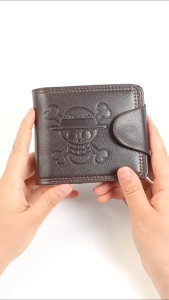 Wallet Straw Hat Pirates Mens Short Wallet Multi-function Multi-card Slot Wallet Card Holder Purse Gift
