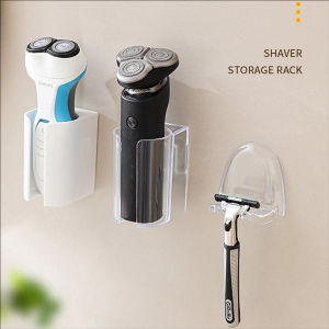 YESPERY ที่แขวนมีดโกนที่ใส่ยึดติดผนังแบบมีกาวในตัวที่วางเครื่องโกนหนวดชายตะขอพลาสติกที่จัดระเบียบชั้นเก็บของในห้องน้ำมีดโกน