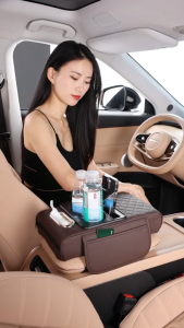 [ HÀNG CAO CẤP ] - Đệm tỳ tay ô tô Mẫu Mới 5 trong 1 Chất liệu bọc da PU cao cấp có hộp đựng đa năng