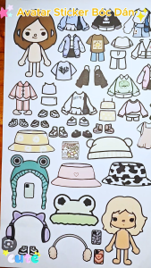 (4B)Bộ Avatar Sticker đồ chơi bóc dán búp bê giấy capybara dễ thương cho bé