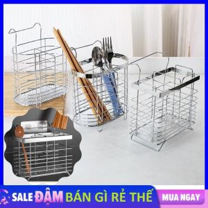 Ống Đựng Đũa INOX  Kệ Đựng Muỗng Co Lỗ Thoát Nước Treo Tường  Để Bàn  Chịu Lực 15kg Decor Phòng Bếp Siêu Xinh - Khay Đựng Đũa Inox Tiện Lợi
