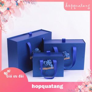 Hộp Quà Tặng Sinh Nhật Kèm Túi Màu Đen Gắn Nơ Dạng Kéo Cao Cấp