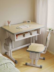 Elevating Childrens Study Desk Bedroom Special Primary School Students Home Use Table Desk with Storage Drawer Bookshelf