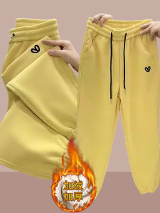 Loose Fleece Lined Harlan Pants Womens Thin Version Banana Pants Autumn Winter Thick Warm Cuffed Casual Pants Commute Style
