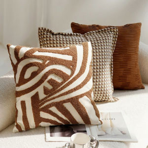 ZHENGNUAN | Cream Brown Retro Style Knotted Throw Pillow Couch Decor
