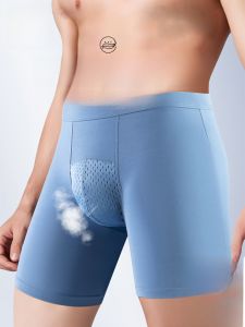 miiow | Comfortable Modal Mens Underwear Long Anti-wear Leg Breathable Large Size Sports Running Boxer Shorts Simple Style Mid-Waist