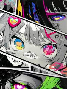 JDM Anime Eye Motorcycle Sticker Reflective Two-dimensional 2D Anime Motorcross Body Decal