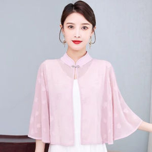 Summer Cheongsam Shawl and Sunscreen Shirt Thin Ice Silk Small Coat Tops Cape Small Shawl Cloak Short Outwear
