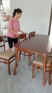 Bộ Bàn Ăn Cơm 6 Ghế - Bàn Ăn Gia Đình Gỗ Cau Su Tự Nhiên - Kích Thước 1m60 X80
