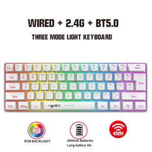 New design HXSJ L500 Compact membrane keyboard 60% 3-mode RGB backlit ABS rechargeable 2000mA with Type-c gaming office keyboard