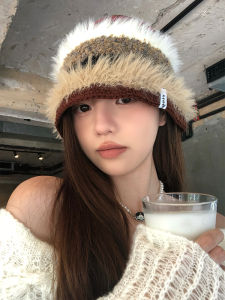 Handmade Knitted Fisherman Hat Womens Autumn Winter Warm Stylish Small Face Effect Plush Yarn Casual Style round Top Hat
