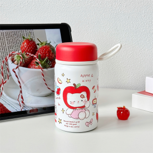 Cute  Dog Stainless Steel Insulated Water Bottle Large Capacity Carry Handle Straight Drink Cup for Students Women