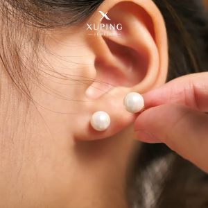 Xuping Anting Emas Motif Mutiara Aksesoris Wanita Cantik