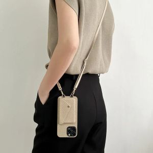 Crossbody Lanyard Leather Phone Case for IPhone Air 16 15 Plus 18 17 16 15 14 13 Pro Max Strap Wallet with Card Holder Cover