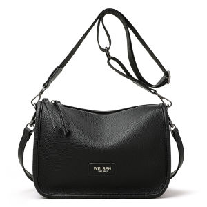 Trendy Leather Crossbody Bag Soft Slouchy Womens Handbag Fashionable Wide Belted Waist Bag Stylish Shoulder Bag for Casual Use