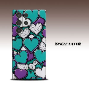 teal purple heart pop art For Samsung Galaxy S26 S25 S24 A56 A36 Dual Layer Luxury Fashion Full Lens Protective Case