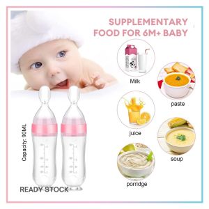 Mums K Silicone Squeeze Feeder With Spoon 90ML 3 Colors for Infant Supplementary Food Cereal Rice Juice