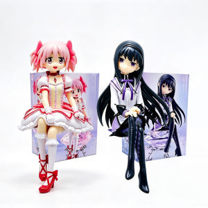 Bandai | NEW 16cm Kaname Madoka Akemi Homura Sitting Figure Puella Magi Madoka Magica Noodle Stopper Anime PVC Figurine Desk Decor Gifts