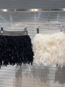 Váy Ngắn Bó Sát Gợi Cảm Bằng Lông Vũ Thắt Lưng Đàn Hồi Mùa Thu 2023 Váy Ngắn Bó Sát Phong Cách Ngọt Ngào Váy Ngắn