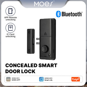MOES | MOES Tuya Bluetooth Smart Door Lock Concealed Invisible Type IC Access Card APP Remote Unlock Electronic For Wooden Glass Door